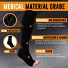 Doc Miller, Open Toe Compression Socks, 8-15 mmHg, Toeless, Support Circulation, Shin Splints, Calf Recovery, Varicose Veins, Knee High, Medical Grade, Black Socks, Small Size for Men & Women, Pair