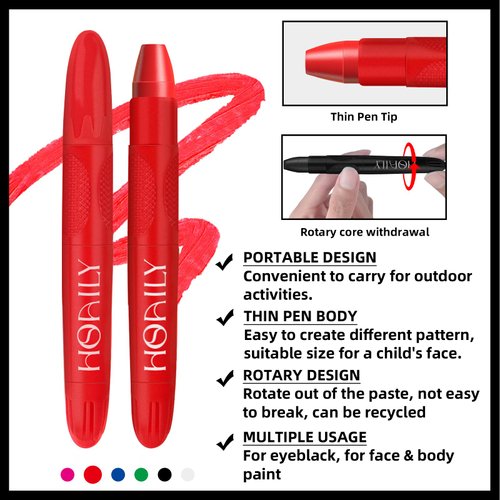 HOSAILY Eye Black Stick, Red Eyeblack Sporting Face Paint for Softball Baseball Football Lacrosse Long Lasting Cream Face Body Paint Stick for Halloween Costume Cosplay Parties Eye Makeup-Red,1pcs