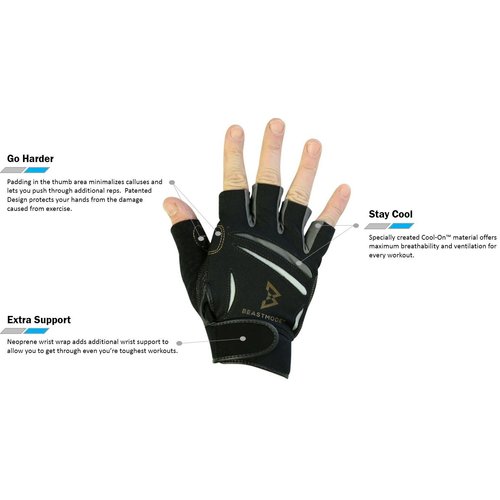 Women's Beastmode Half Finger Fitness Gloves (Medium)
