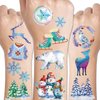 CHARLENT Glitter Winter Theme Temporary Tattoos for Kids - 14 Sheets Glitter Winter Christmas Snowflake Penguin Tattoos for Boys Girls Xmas Party Favors
