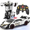 Getatoy Remote Control Car Transformer Toys for Boy 4-6 Years Old: One-Button Transforming Police Car with LED Light & 360° Rotation Drifting 2.4 Ghz Robot RC Car Christmas Birthday Gift Idea for Kids