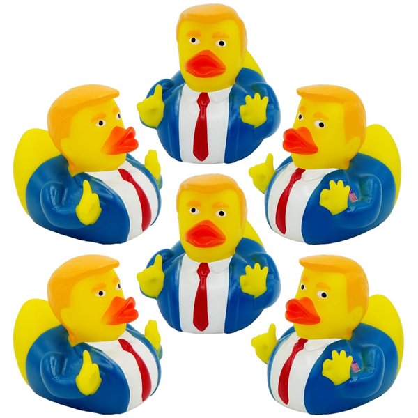 4E's Novelty 12 Donald Trump Rubber Ducks Bulk, 12 Pack, Small 2.3 Inch, Funny Trump Rubber Duckies for Jeep Ducking, Trump 2024 Gifts, Bath Tub Toys, Christmas White Elephant Gift for Adults