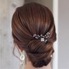 Allereyae Crystal Pearl Wedding Hairpins Barrette Rhinestone Pearl Flower Hair Pins Barrette Gold CZ Pearl Bling Bridal Headpieces Decorative Head Clip Pins Headwear Bridal Hair Accessories for Women