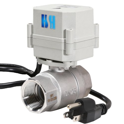 HSH-Flo 1 inch DN25 110-230VAC Normally Closed Stainless Steel 304/CF8 Motorized Electrical Ball Valve With U.S. Plug