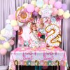 ZOiiWA 143Pcs Two Sweet Birthday Party Decorations Girls Donut tableware Set Sweet Donut 2nd Party Plates Napkins Backdrop Tablecloth Banner Balloons for Baby Girls 2 Years Old Birthday Party Supplies