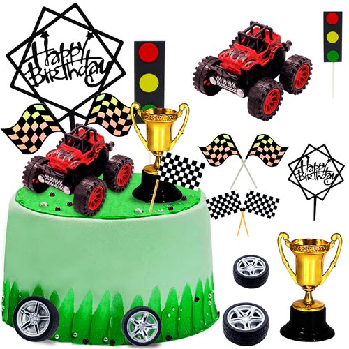 MEMOVAN Trucks Cake Topper 30pcs Truck Cake Decorations Racing Car Birthday Cake Cupcake Topper Decoration for Boy's Kids Blaze Truck Theme Birthday Supplies Racing Car Party Favors