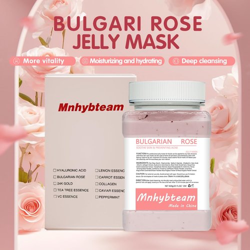 Mnhybteam Jelly Masks For Facials Professional, hydrojelly Mask SkinCare Spa Face Mask Gel Powder Hydrating & Deeply Purifying hydrojelly Mask Spa Set, (Bulgarian Rose Pack of 1), 23 Fl Oz