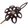 Parcelona French Fleur 3 Inches Small Tortoise Shell Chignon Hair Slider Pin Thru Bun Cover Cap Ponytail Holder Hair Updo with Stick