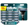 Gillette Mach3 Razor Refills for Men, 3-Bladed Razors for a Smooth Shave, Stronger-Than-Steel Blades, 15 Razor Blade Refills