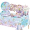 XJLANTTE 166 Pcs Butterfly Birthday Decorations - Including Butterfly Paper Plates, Napkins, Cups, Tablecloth and Straws for Fairy Birthday Decorations Butterfly Birthday Party Supplies, Serve 20