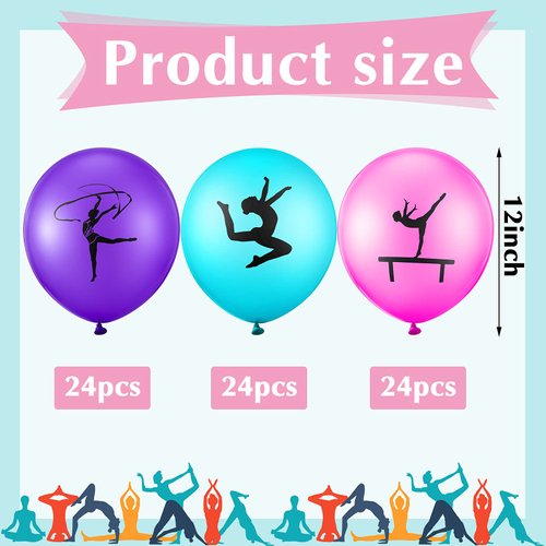 72 Pieces Gymnastics Party Balloons Gymnastics Latex Balloons Dance Gymnastics Balloons for Dance Game Party Sports Theme Party Baby Shower Birthday Party Decorations (12 Inches)