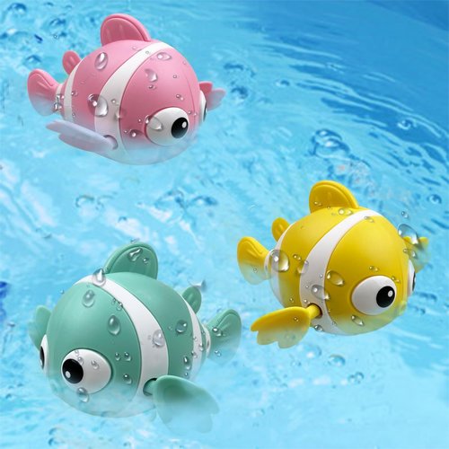Pinkiwine 3 Pack Clown Fish Swimming Bath Toys Floating Wind Up Toys for Baby Toddlers Kids Christmas Stocking Stuffers Gifts