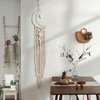 Dremisland Macrame Woven Wall Hanging Moon Dream Catcher with Natural Crystal Stone- Boho Chic Bohemian Home Decor Wall Art Decor with String Lights - Beautiful Apartment Dorm Room Door Decoration