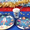 Space Birthday Party Supplies Decorations, Outer Space Theme Paper Plates and Napkins Set for 24 Guests, 120 Pcs Disposable Galaxy Party Dessert Dinnerware