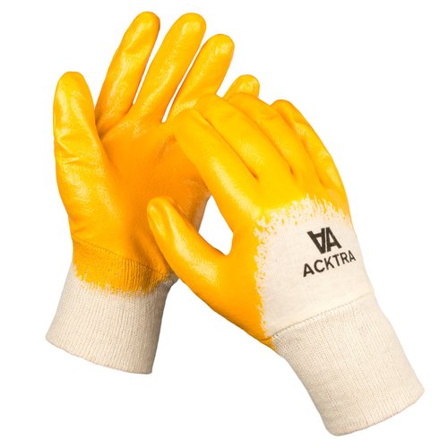 ACKTRA Nitrile Coated Cotton Safety WORK GLOVES 12 Pairs/Dozen, Knit Wrist Cuff, Multipurpose, for Men & Women, Blue, Small, WG001 …