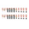 Long Press on Nails with Charms White French Tip Fake Nails Square Glue on Nails with Heart Dollar Charms Rhinestone Designs Pink Money False Nails Acrylic Full Cover Stick on Nails for Women 24PCS
