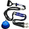 Pet Fit For Life 64" Premium Two Dog Leash: Premium Double Leash for Dogs, Provides Control and Comfort - Durable Foam Rubber Handle, Shock Absorbing Cord - Includes Bonus Collapsible Water Bowl