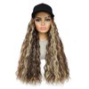 Yunkang Baseball Cap Wig Natural Wavy Hair Extensions With Hat attached Heat Resistant Synthetic Adjustable Hat Wig for Women Girls (Mix brown blonde, 22inch)