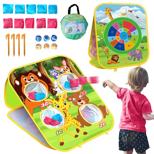 ARS Sports Animal Bean Bag Toss Game Kids Outdoor Toys, Family Party Games for Kids, Double-Sided Foldable Cornhole Board, Outside Lawn Party Toy, Birthday Gift for Boys Girls Toddler Age 3 4 5 6 7 8