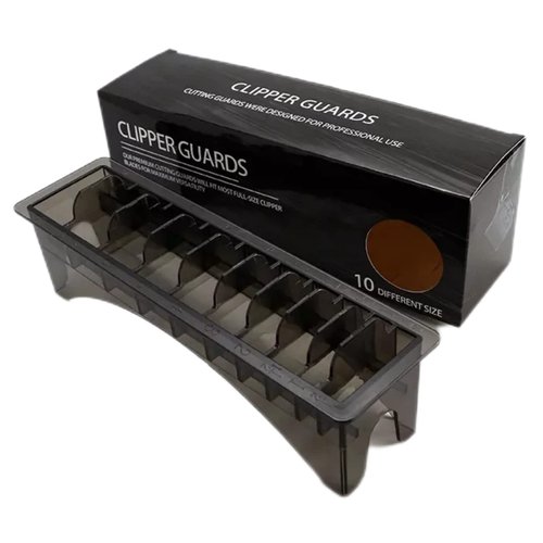 Universal 10 Grid Base Hair Clipper Limit Comb Comb Storage Case Container Box, Plastic Comb Storage Box for Barbershop
