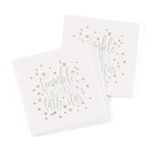 Hortense B. Hewitt Baby Shower Paper Napkins 50-Count, Foil Metallic Twinkle, 4.75-Inch (Folded)
