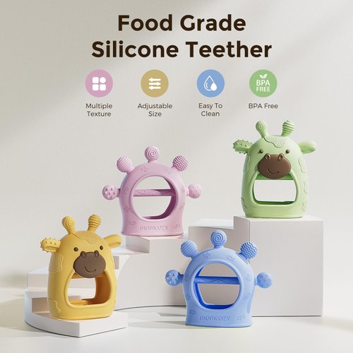 Momcozy Baby Teether Toys | Baby Teething Toys | Baby Teething Relief | Food Grade Silicone Teether Baby Toys | Baby Teether 0-6 Months | Teething Toy 6-12 Months | Baby Essential | Yellow