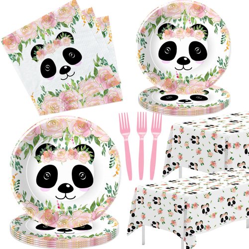 HIPVVILD Panda Birthday Party Supplies, Panda Birthday Decorations Tableware, Panda Paper Plate, ...