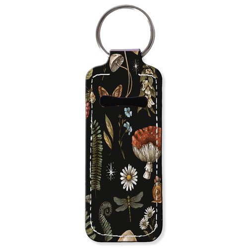 KLLRO RUO Chapstick Holder Keychain Fashion Lipstick Sleeve Lip Balm Portable Pocket Lip Gloss Tube Holder Clip-on Makeup Travel Accessories - Vintage Mushroom