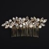 BERYUAN Crystal Flowers Rhinestone Hair Comb Pearls Rhinestone Bridal Headpiece Gold Rhinestone Crystal Hair Comb for Wedding Wedding Bridal Pearls Rhinestone Side Comb for Women Girls