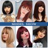 ALANHAIR Ash Blonde Bob Wigs for Women Short Bob Yaki Wigs with Bangs Short Bob Wigs Blonde Bob Wigs Realistic Look Synthetic wigs