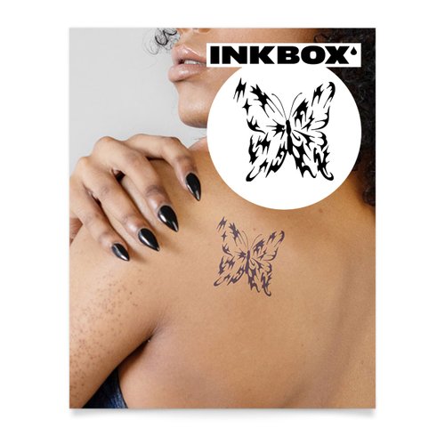Inkbox Temporary Tattoos, Semi-Permanent Tattoo, One Premium Easy Long Lasting, Water-Resistant Temp Tattoo with For Now Ink - Lasts 1-2 Weeks, Butterfly Tribe, 3 x 3 in