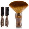 NICEMOVIC 3 IN 1 Barber Neck Duster Brush Set, Professional Barber Accessories Cleaning Supplies, Duster Nylon Brush Hair Cutting Styling Brush Tool (Brown&Brown)
