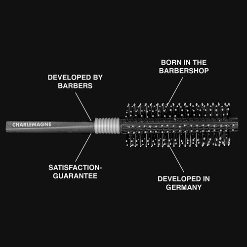Charlemagne Round Brush - Round Brush/Round Hair Brush - Men Hair Brush - Small Round Brush - Round Beard Brush - Rotating Brush - Beard Round Brush - Roller Brush