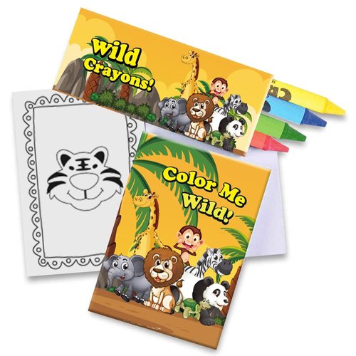 ArtCreativity Zoo Animal Mini Coloring Book Kit (12 Sets) Each Set Includes 1 Small Color Book and 4 Crayons- Zoo Theme Party Favors, Sleepover Party Supplies, Coloring Activity for Boys & Girls