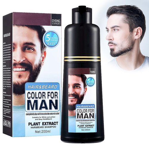 Silvercell Beard Dye for Men Black in 5 Minutes for Easy Application, Black Hair Dye Shampoo Beard Color 3 In 1 for Men, Beard Dye Long Lasting for Facial Gray Hair Coverage (Black, M)