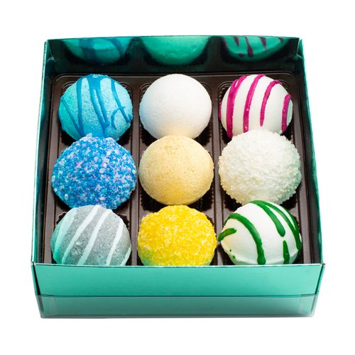 Fizz & Bubble Premium Moisturizing Bubble Bath Bomb Truffles for Adults, Women, Kids, and Gifts - 9 Bath Bomb Set - Spa Bon Bon Set