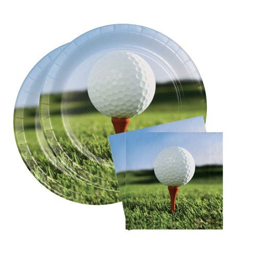 Sports Fanatic Golf Party Bundle 9" Plates (16) Lunch Napkins (18)