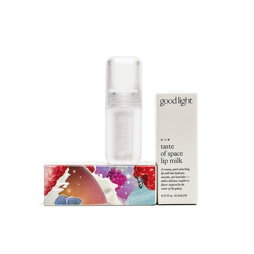 Good Light Taste of Space Lip Milk, Lip Hydration, Helps Smooth and Nourish Lips, Absorbs Quickly, Vegan Lip Care, Delicious Raspberry Flavor, 0.15 Fl Oz