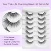 Lashes False Eyelashes Natural Cat Eye Lashes 14mm Wispy Eyelashes with Thin Band 3D Volume False Lashes Soft Strip Lashes Pack C Curl Natural Eyelashes Fake Lashes 7 Pair EVENTILL