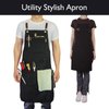 Stenffy Handmade Work Apron, Cotton Canvas, Multiple Pockets, Adjustable Cross Back Weight Apron, BBQ Cafe Kitchen Painting Carpenter Artist Apron, Aprons for Men Women, Sizes M to XXL, Black