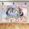 40Pcs Pink Horse Themed Birthday Party Decorations Include Banner-Backdrop-Hanging Swirls-Balloons-Cake Topper-Cupcake Toppers for Pink Horse Birthday Party Supplies