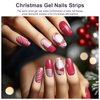 DUKASOU Semi Cured Gel Nail Strips,28 pcs Christmas Nail Stickers Full Nail Wraps,Long Lasting Gel Nail Strips with Any UV Light,Red Santa Sticker for Nails Easy to Apply