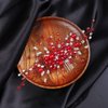 Denifery Red Crystal Hair Comb for Women Red Pearl Wedding Bridal Hair Piece Boho Hair Accessories for Prom Party