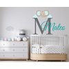 Nursery Elephant Face Custom Name & Initial Wall Decal - Personalized Name Wall Art Decor - Nursery Wall Sticker - Wall Decal for Baby Room playroom Decoration (Wide 40"x29" Height Inches)