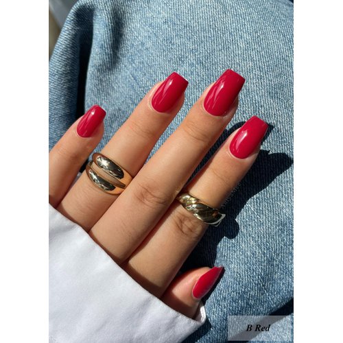 AutyaMee Semi Cured Gel Nail Strips (B Red)-20 PCS Berry Pink Gel Nail Stickers | UV Light Required | Gel Nail Wraps, Salon Quality & Easy to Use