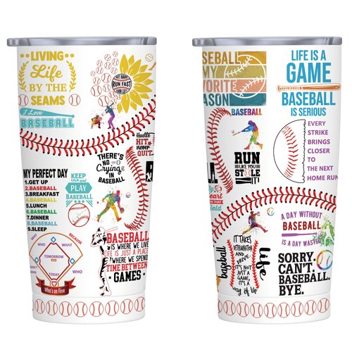 JDEIFKF Baseball Tumbler Cup Baseball Mug With Lid,Baseball Lover Birthday Gifts Stainless Steel Vacuum Coffee Mug Cup Baseball Gifts For Women Men 20 Oz
