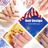 12 Boxes Independence Day Star Glitters Holographic Nail Art Decals Red Blue Silver Mixed Star and Hollow Star Shaped Nail Sequins 4th of July Nail Decals for DIY Nail Art Eye Face Body Decor Crafts