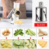 Cambom Rotary Cheese Grater Hand Crank Cheese Shredder for Fresh Cheese, Vegetable, Nuts,Non-slip Suction Base, Free Cleaning Brush Three Blades, White