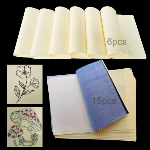 21 PCS Tattoo Practice Skins with Transfer Paper, Tattoo Practice Skins Pre Stenciled, 6PCS Blank Fake Tattoo Skins &15PCS Tattoo Tracing Stencil Paper,Tattoo Skin Practice Tattooing for Beginners Kit