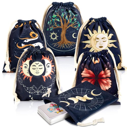 XSYLOHXL Tarot bag kit 6 pcs tarot card bags and pouches tarot deck holder storage gift velvet bags with sturdy drawstrings also suitable for crystals dices Witchcraft and divination Supplies